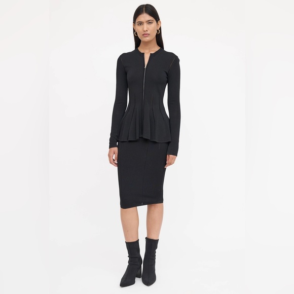 McQ by Alexander McQueen Peplum Jacket Black Blazer Top Shirt Hip Small Zip - Picture 4 of 10